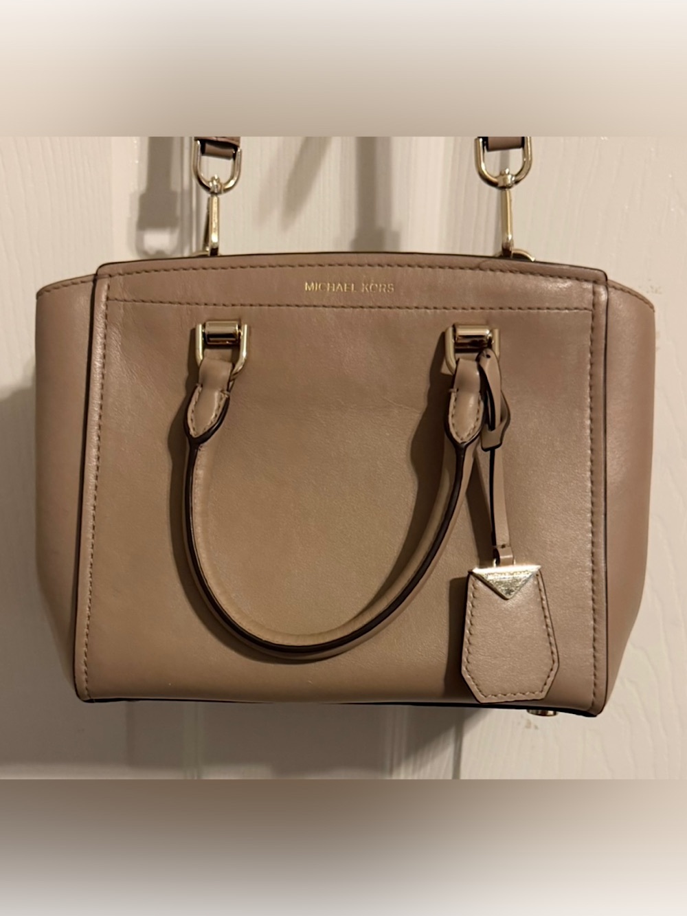 Michael Kors Benning Leather Satchel In Truffle